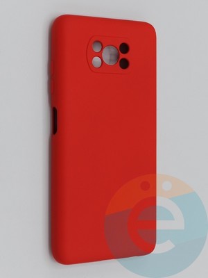 Накладка Silicone Cover (без логотипа, с защитой камеры) для Poco X3/X3 Pro красная - фото 45294