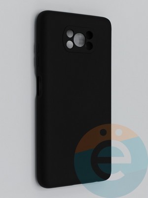 Накладка Silicone Cover (без логотипа, с защитой камеры) для Poco X3/X3 Pro черная - фото 45299