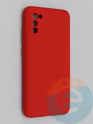 Накладка Silicone Cover (без логотипа, с защитой камеры) для Samsung Galaxy A02S красная - фото 45302