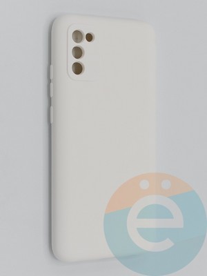 Накладка Silicone Cover (без логотипа, с защитой камеры) для Samsung Galaxy A02S молочная - фото 45303