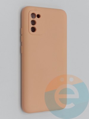 Накладка Silicone Cover (без логотипа, с защитой камеры) для Samsung Galaxy A02S пудровая - фото 45304