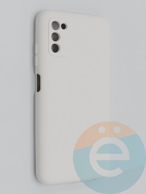 Накладка Silicone Cover (без логотипа, с защитой камеры) для Samsung Galaxy A03S молочная - фото 45311