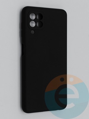 Накладка Silicone Cover (без логотипа, с защитой камеры) для Samsung Galaxy A22 4G черная - фото 45331