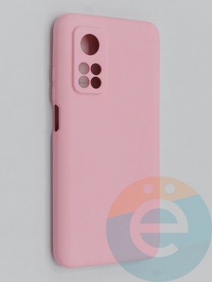 Накладка Silicone Cover (без логотипа, с защитой камеры) для Xiaomi Mi 10T Pro розовая - фото 45369