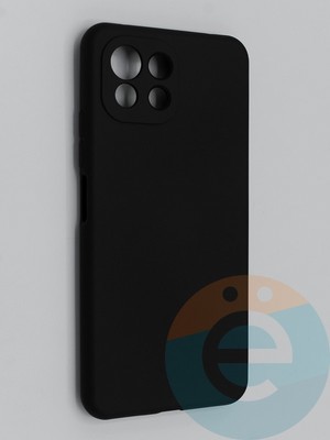 Накладка Silicone Cover (без логотипа, с защитой камеры) для Xiaomi Mi 11 Lite черная - фото 45379