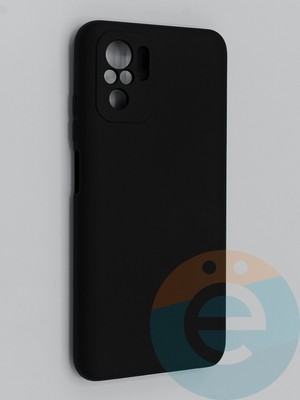 Накладка Silicone Cover (без логотипа, с защитой камеры) для Xiaomi Redmi Note 10 4G/Poco M5S черная - фото 45411
