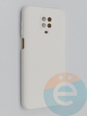 Накладка Silicone Cover (без логотипа, с защитой камеры) для Xiaomi Redmi Note 9 Pro/Note 9S молочная - фото 45423