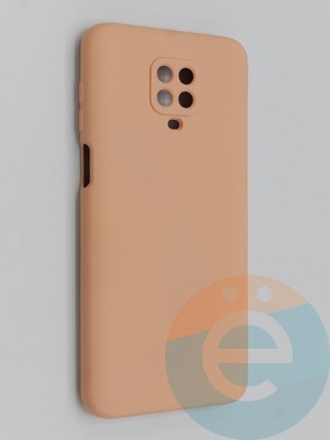 Накладка Silicone Cover (без логотипа, с защитой камеры) для Xiaomi Redmi Note 9 Pro/Note 9S пудровая - фото 45424