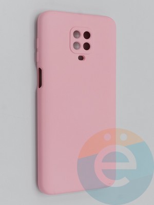 Накладка Silicone Cover (без логотипа, с защитой камеры) для Xiaomi Redmi Note 9 Pro/Note 9S розовая - фото 45425