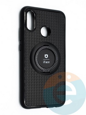 Накладка силиконовая iFace на Huawei P20 Lite с металлической пластиной с кольцом - фото 45787