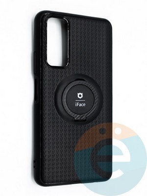 Накладка силиконовая iFace на Huawei P-Smart 2021 с металлической пластиной с кольцом - фото 45788