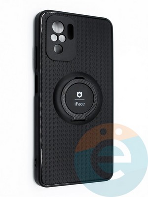 Накладка силиконовая iFace на Xiaomi Redmi Note 10 4G/Poco M5S с металлической пластиной с кольцом - фото 45795