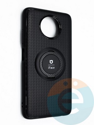 Накладка силиконовая iFace на Xiaomi Redmi Note 9T с металлической пластиной с кольцом - фото 45797