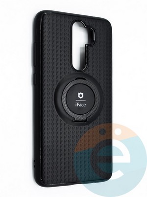 Накладка силиконовая iFace на Xiaomi Redmi Note 8 Pro с металлической пластиной с кольцом - фото 45798