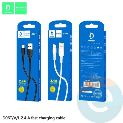 USB кабель Denmen D06T на Type-C 2.4A 1м черный - фото 46124