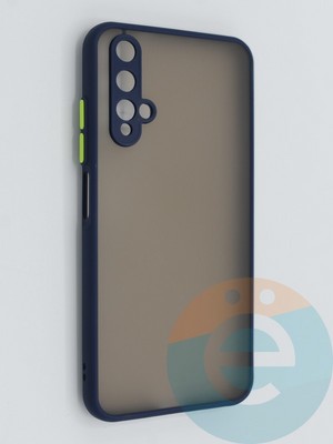 Накладка пластиковая с силиконовой окантовкой с защищенной камерой для Huawei Honor 20 синяя - фото 46382