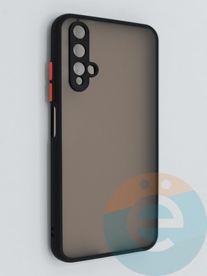Накладка пластиковая с силиконовой окантовкой с защищенной камерой для Huawei Honor 20 черная - фото 46385