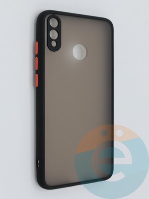 Накладка пластиковая с силиконовой окантовкой с защищенной камерой для Huawei Honor 8X черная - фото 46391