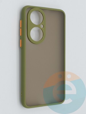 Накладка пластиковая с силиконовой окантовкой с защищенной камерой для Huawei P 50 хаки - фото 46402