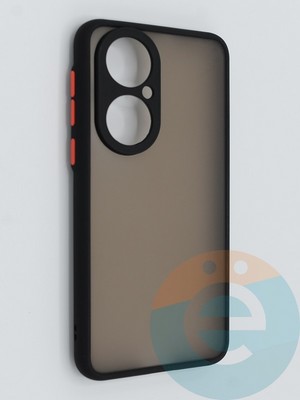 Накладка пластиковая с силиконовой окантовкой с защищенной камерой для Huawei P 50 черная - фото 46403