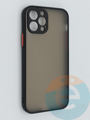 Накладка пластиковая с силиконовой окантовкой с защищенной камерой для iPhone 12 Pro черная - фото 46417