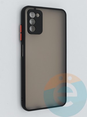 Накладка пластиковая с силиконовой окантовкой с защищенной камерой для Samsung Galaxy A03S 4G черная - фото 46423