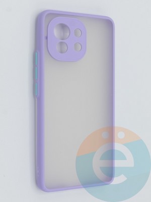 Накладка пластиковая с силиконовой окантовкой с защищенной камерой для Xiaomi Mi 11 сиреневая - фото 46427
