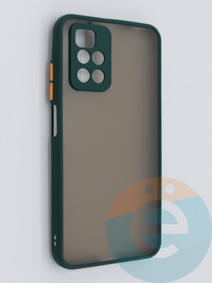Накладка пластиковая с силиконовой окантовкой с защищенной камерой для Xiaomi Redmi 10 зеленая - фото 46435
