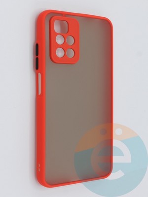 Накладка пластиковая с силиконовой окантовкой с защищенной камерой для Xiaomi Redmi 10 красная - фото 46436