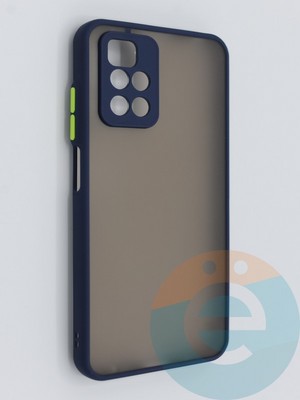 Накладка пластиковая с силиконовой окантовкой с защищенной камерой для Xiaomi Redmi 10 синяя - фото 46437