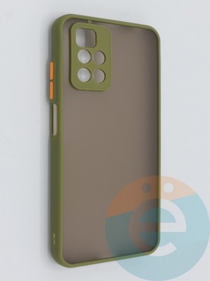 Накладка пластиковая с силиконовой окантовкой с защищенной камерой для Xiaomi Redmi 10 хаки - фото 46439