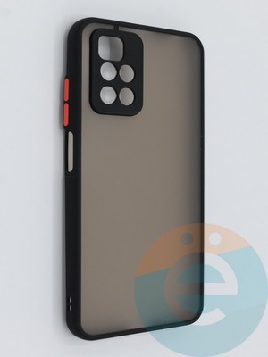 Накладка пластиковая с силиконовой окантовкой с защищенной камерой для Xiaomi Redmi 10 черная - фото 46440