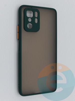 Накладка пластиковая с силиконовой окантовкой с защищенной камерой для Xiaomi Redmi Note 10 Pro 5G зеленая - фото 46441