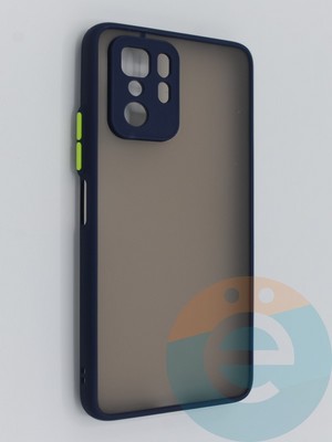 Накладка пластиковая с силиконовой окантовкой с защищенной камерой для Xiaomi Redmi Note 10 Pro 5G синяя - фото 46443