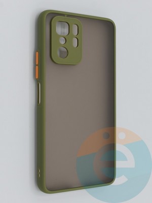 Накладка пластиковая с силиконовой окантовкой с защищенной камерой для Xiaomi Redmi Note 10 Pro 5G хаки - фото 46445