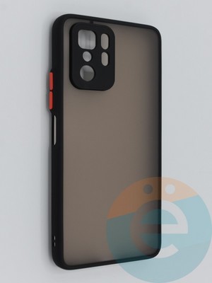 Накладка пластиковая с силиконовой окантовкой с защищенной камерой для Xiaomi Redmi Note 10 Pro 5G черная - фото 46446