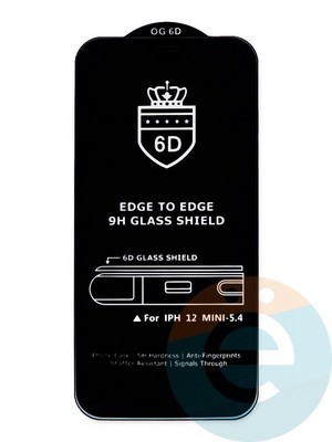 Защитное стекло 6D (с защищенным динамиком) на Apple IPhone 12 Mini черное - фото 46699