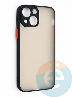 Накладка пластиковая с силиконовой окантовкой с защищенной камерой для iPhone 13 Mini черная - фото 46708