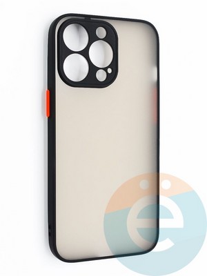 Накладка пластиковая с силиконовой окантовкой с защищенной камерой для iPhone 13 Pro черная - фото 46718