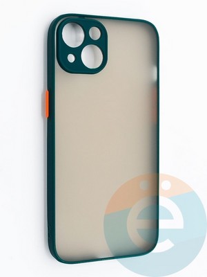 Накладка пластиковая с силиконовой окантовкой с защищенной камерой для iPhone 13 зеленая - фото 46719
