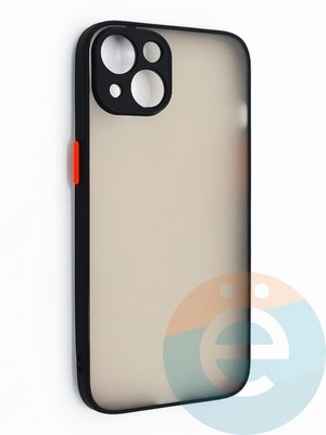 Накладка пластиковая с силиконовой окантовкой с защищенной камерой для iPhone 13 черная - фото 46722