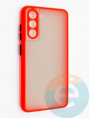 Накладка пластиковая с силиконовой окантовкой с защищенной камерой для Samsung Galaxy S21FE красная - фото 46723