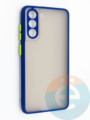 Накладка пластиковая с силиконовой окантовкой с защищенной камерой для Samsung Galaxy S21FE синяя - фото 46724