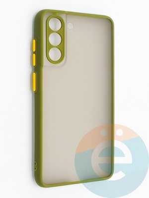 Накладка пластиковая с силиконовой окантовкой с защищенной камерой для Samsung Galaxy S21FE хаки - фото 46725