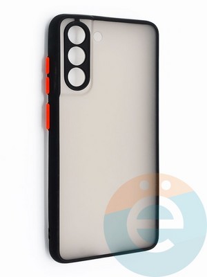 Накладка пластиковая с силиконовой окантовкой с защищенной камерой для Samsung Galaxy S21FE черная - фото 46726