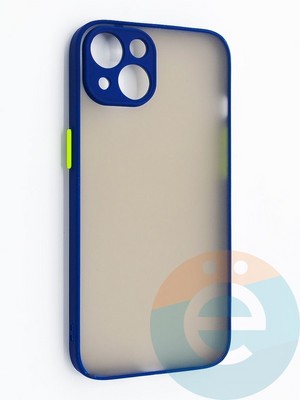 Накладка пластиковая с силиконовой окантовкой с защищенной камерой для iPhone 13 синяя - фото 46729
