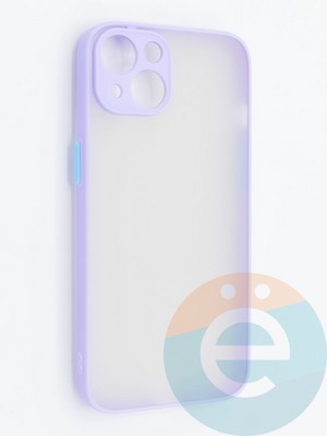 Накладка пластиковая с силиконовой окантовкой с защищенной камерой для iPhone 13 сиреневая - фото 46730