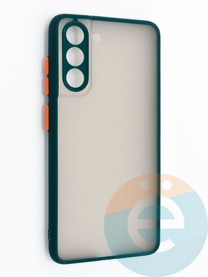 Накладка пластиковая с силиконовой окантовкой с защищенной камерой для Samsung Galaxy S21FE зеленая - фото 46571