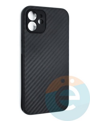 Накладка карбон для Apple iPhone 12 черная - фото 46623