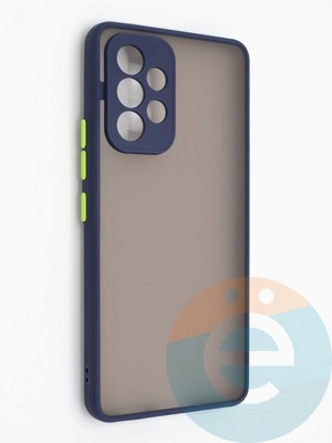 Накладка пластиковая с силиконовой окантовкой с защищенной камерой для Samsung Galaxy A53 5G синяя - фото 49185